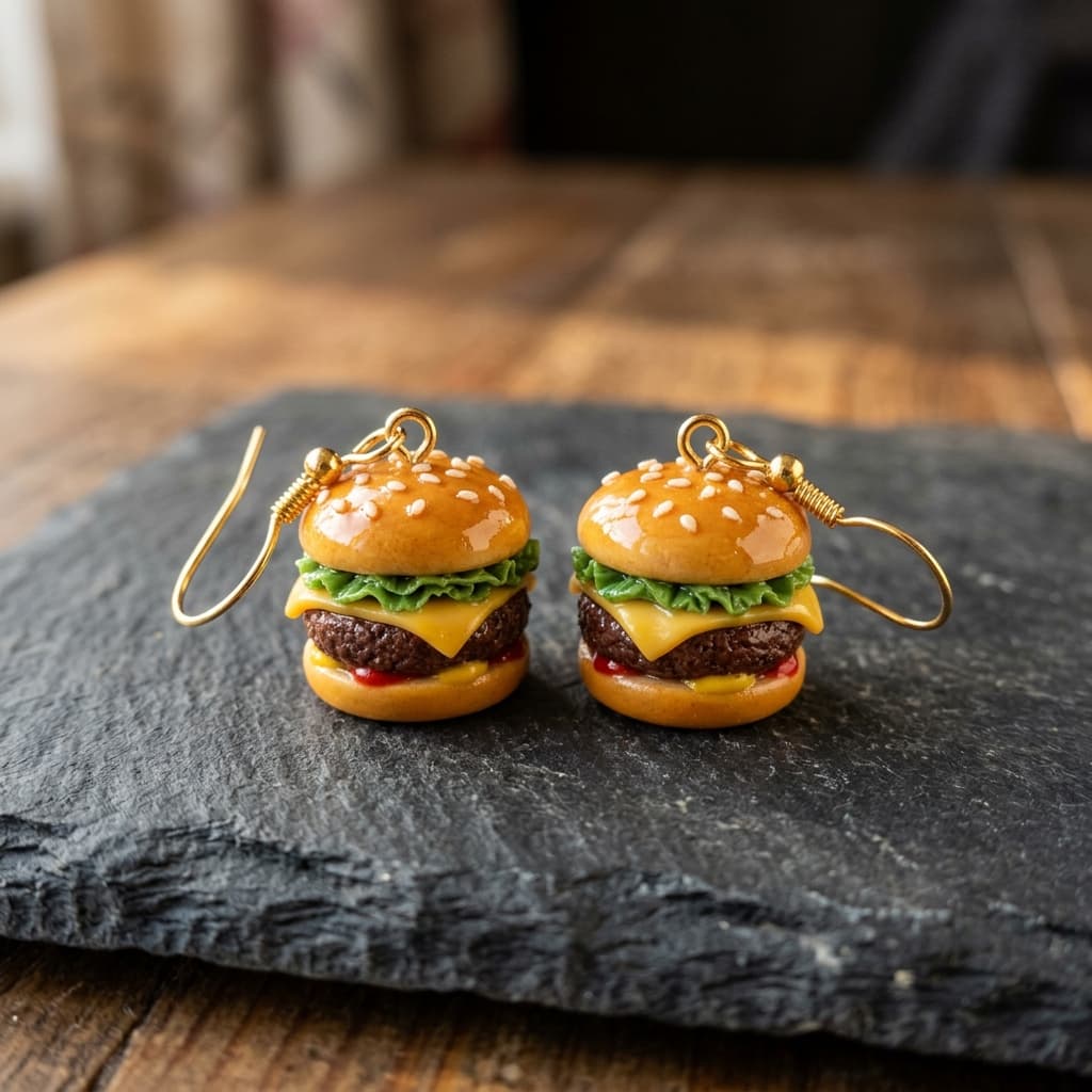 Mini Burger Dangle Earrings