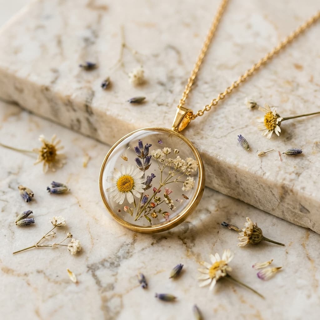 Pressed Flower Resin Pendant