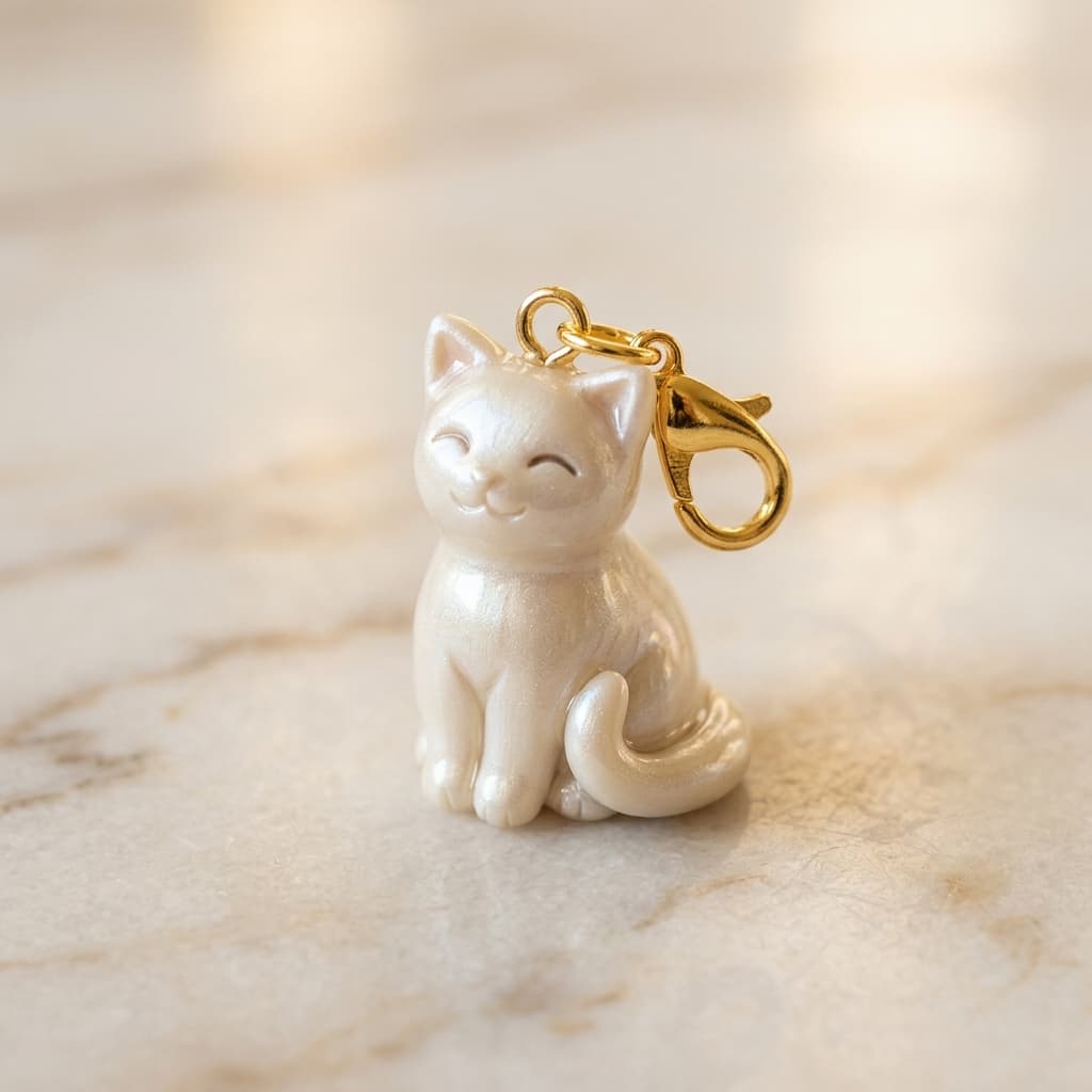 Kawaii Cat Charm Keychain