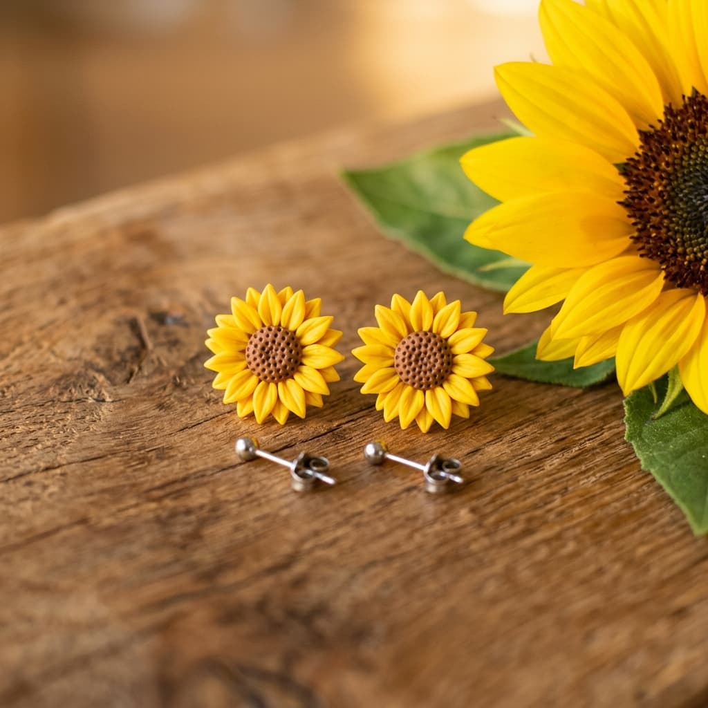 Sunflower Clay Studs